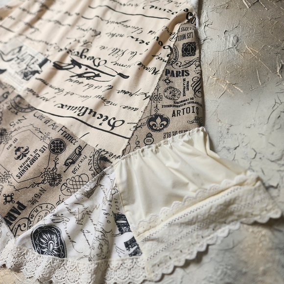 Maxi Skirt Shabby Upcycled Antique Lace Vintage European Cotton Patching - Picture 13 of 16